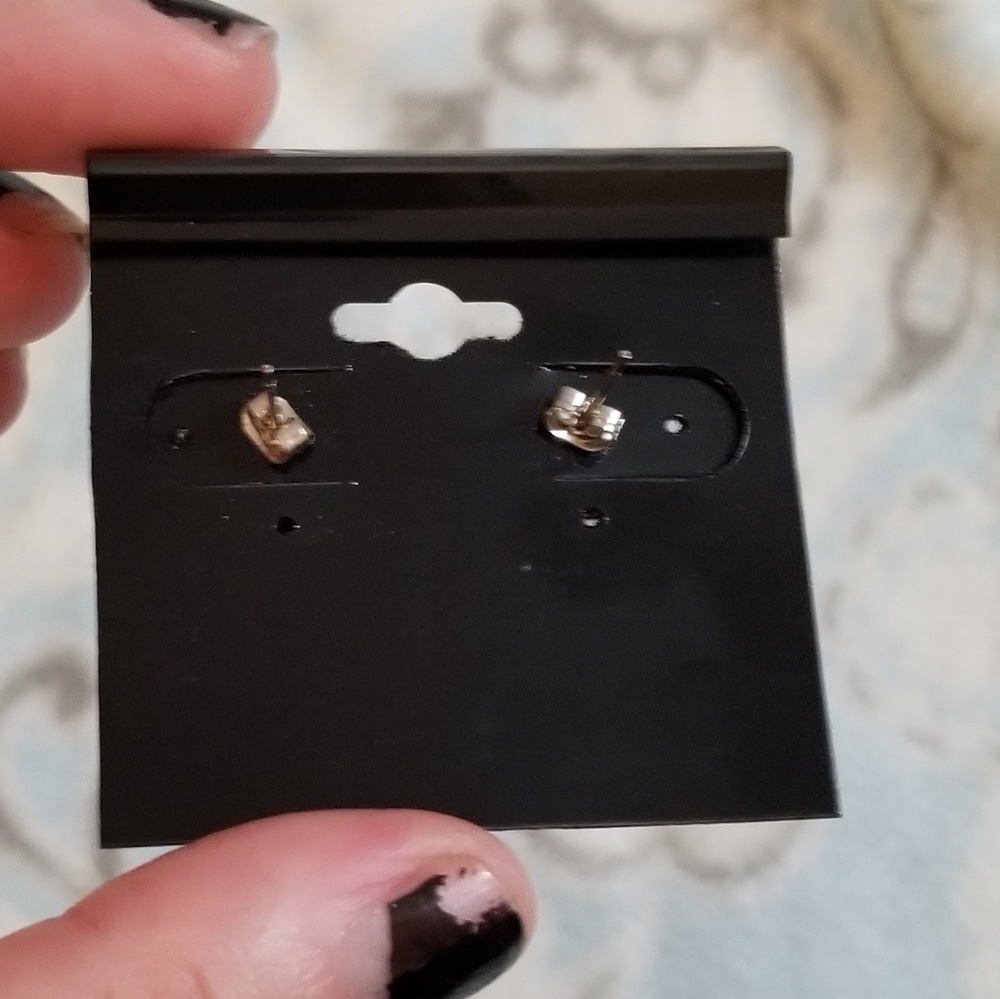 Blue Drusy Stud Earrings - Picture 2 of 4